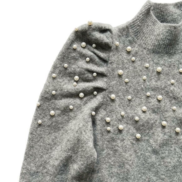 Ann Taylor Pearl Mock Neck Sweater Dress in Grey | M PETITE NWT - Picture 8 of 11